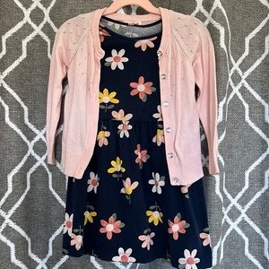 Toddler - Floral dress with pink cardigan